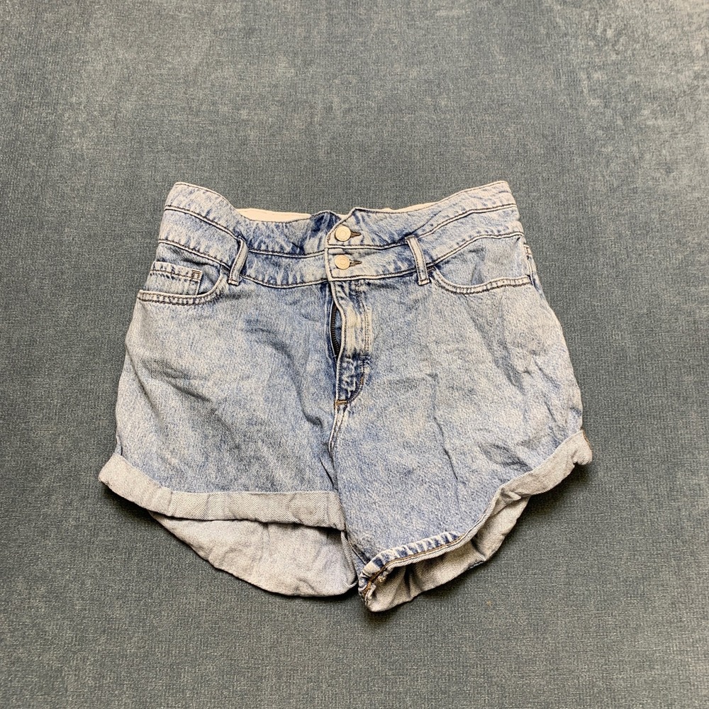 Banana Republic Mom Shorts Womens Petite 31/12 Blue Denim Medium Wash Cuffed Hem